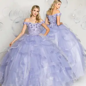 NO.26 Quinceanera Ball Gown Dress Flounced Skirt LILAC Mexican Sweet 15 Formal Party Dress for Special Occasions