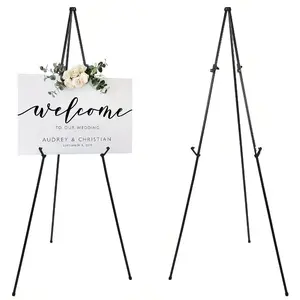 Reusable Heavy-Duty Foldable Metal Tripod Easel Stand for Brides & Wedding Planners, Adjustable 168cm Display Sign Holder with Anti-Slip Rubber Feet, Compact 37cm Storage Rack for Wedding, Bridal Shower, Christmas & Party, Matte White Black Dual Color