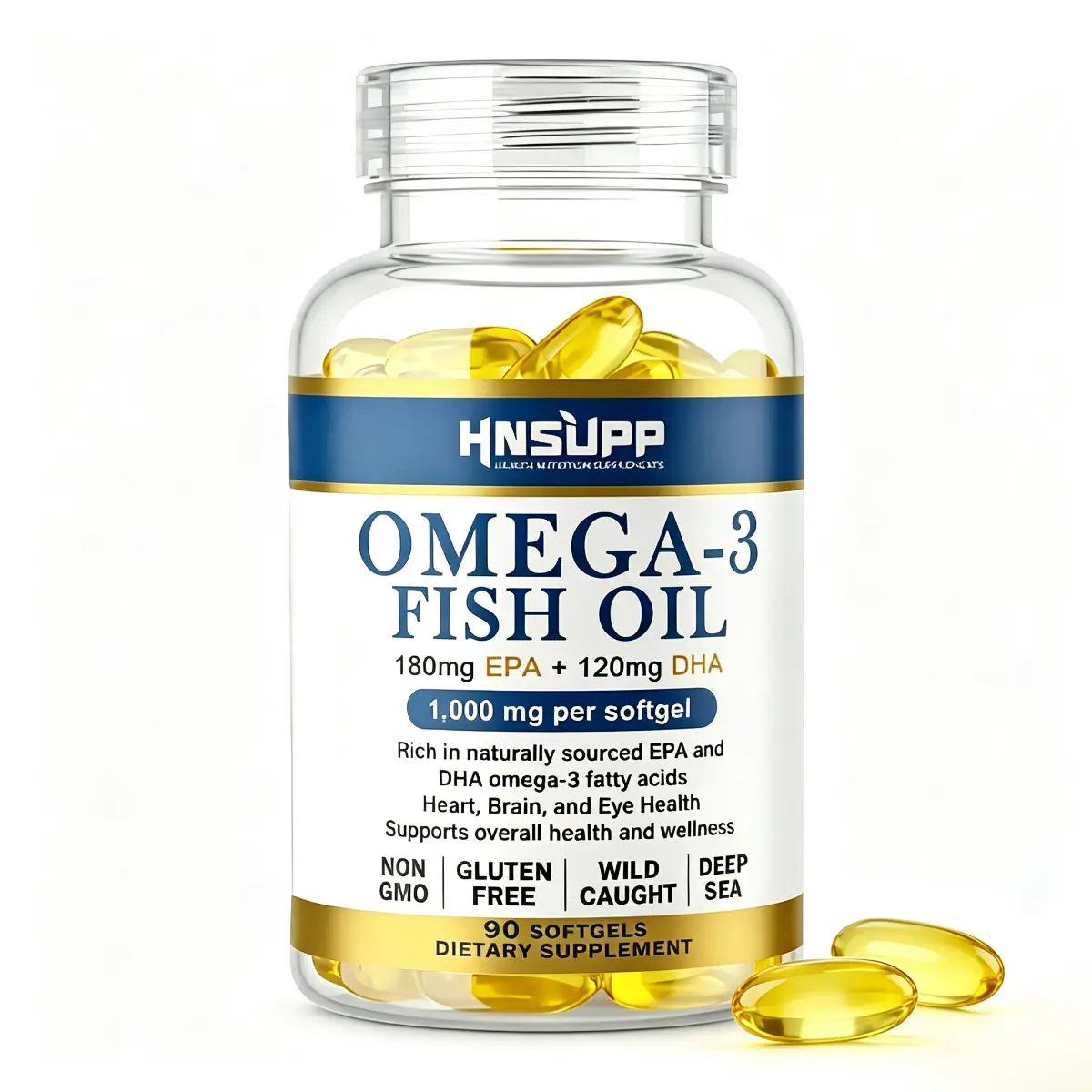 Wild Caught Deep Sea Omega 3 Fish Oil 1000mg Softgels, Rich EPA DHA Cod Liver Oil, Daily Healthcare Supplement to Support Heart, Brain & Eye Health, 90 Count Non-GMO Gluten Free beet root extract