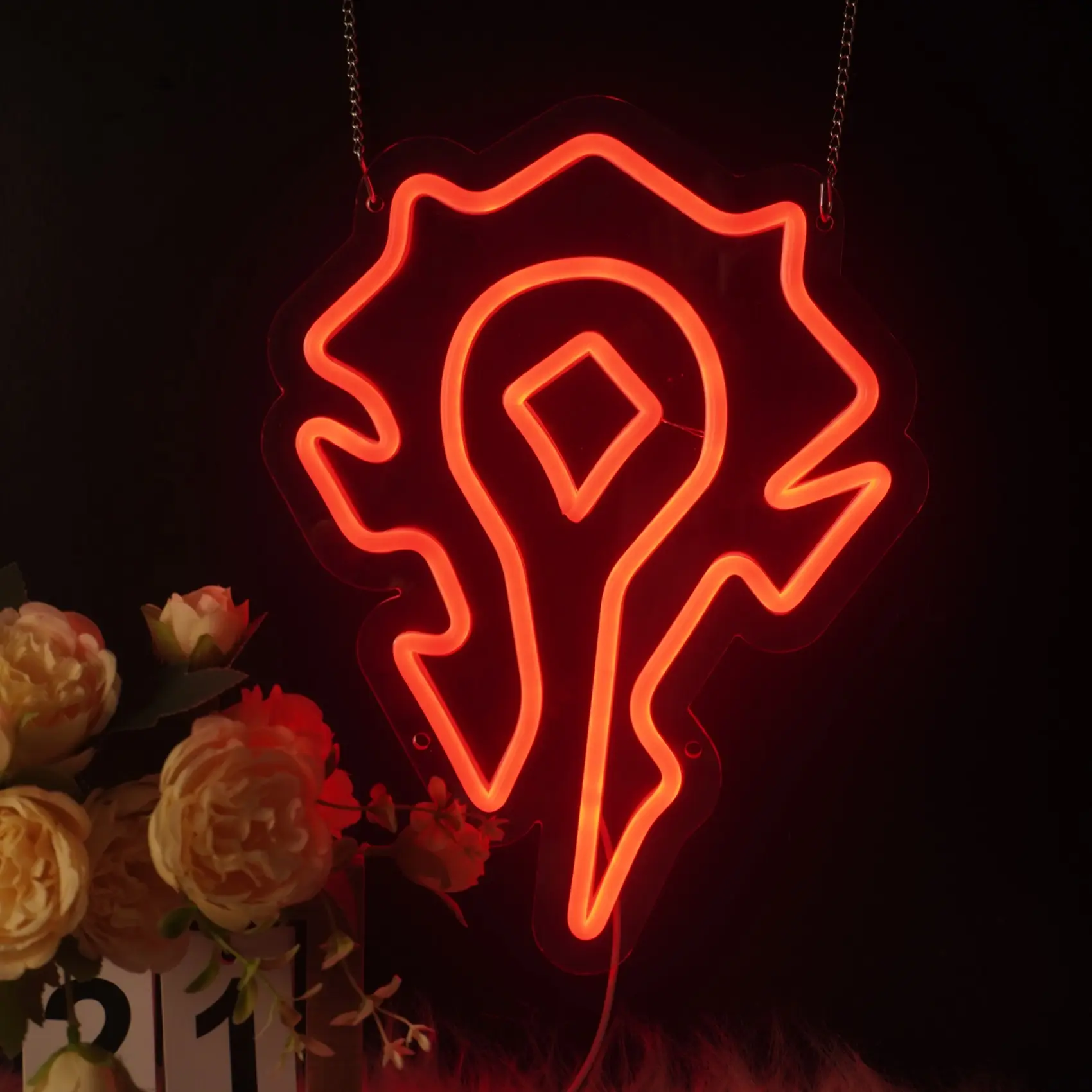 World of Red Horde Neon Sign Gaming Horde Symbol Neon Sign, LED Game Wall Light for Game Room Bedroom Streaming Decor