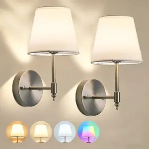 2-Pack Rechargeable Wall Lights, RGB Dimmable with Remote Control, Ideal for Bedside, Closet, Art Display, Adjustable Wall Mounting