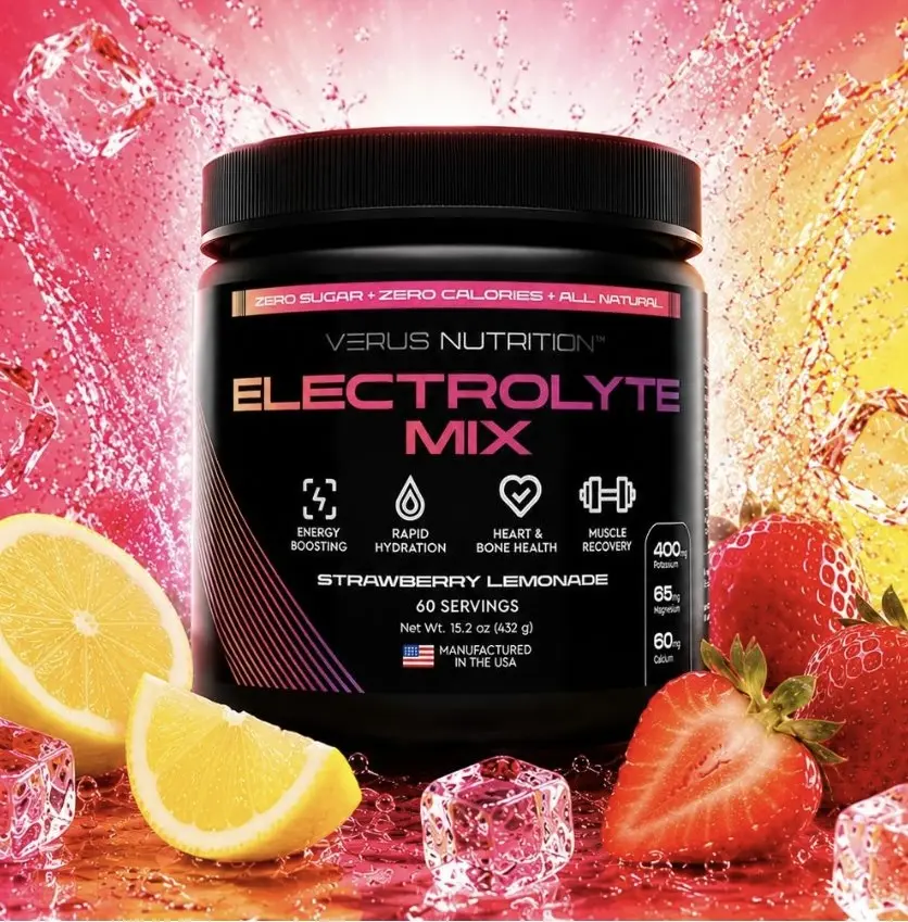 Electrolyte Powder - Strawberry Lemonade - 60 Servings, 0 Calorie, Sugar Free, Natural Mineral Hydrating Ingredient Mix for Keto & Vegan