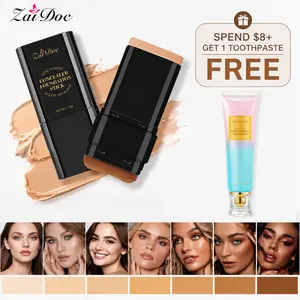 Luminous Dual-Ended Concealer Foundation Stick with Built-in Brushes  24H Long-Lasting Waterproof Sweatproof One-Swipe Even Flawless Base Clear Radiant Skin Foundation Stick