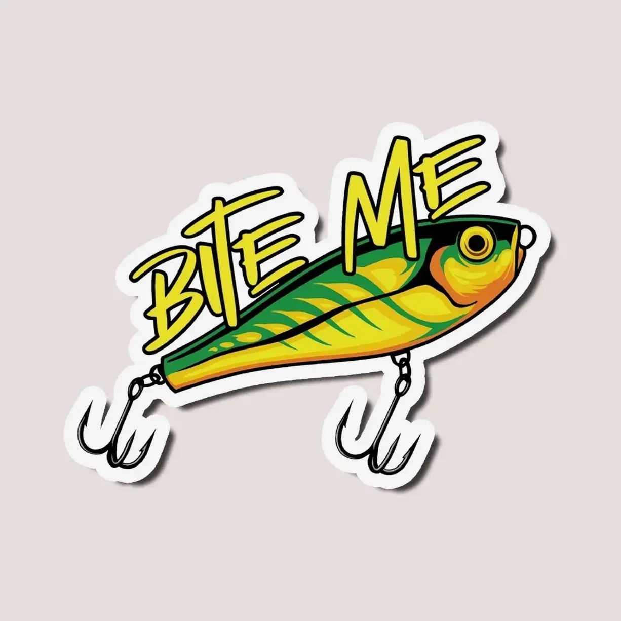 Fishing Lure Sticker | Bold Bite Me Decal for Anglers | Waterproof Vinyl for Tackle Box, Boat, Car, or Laptop, Laptop Water Bottle Decal Sticker