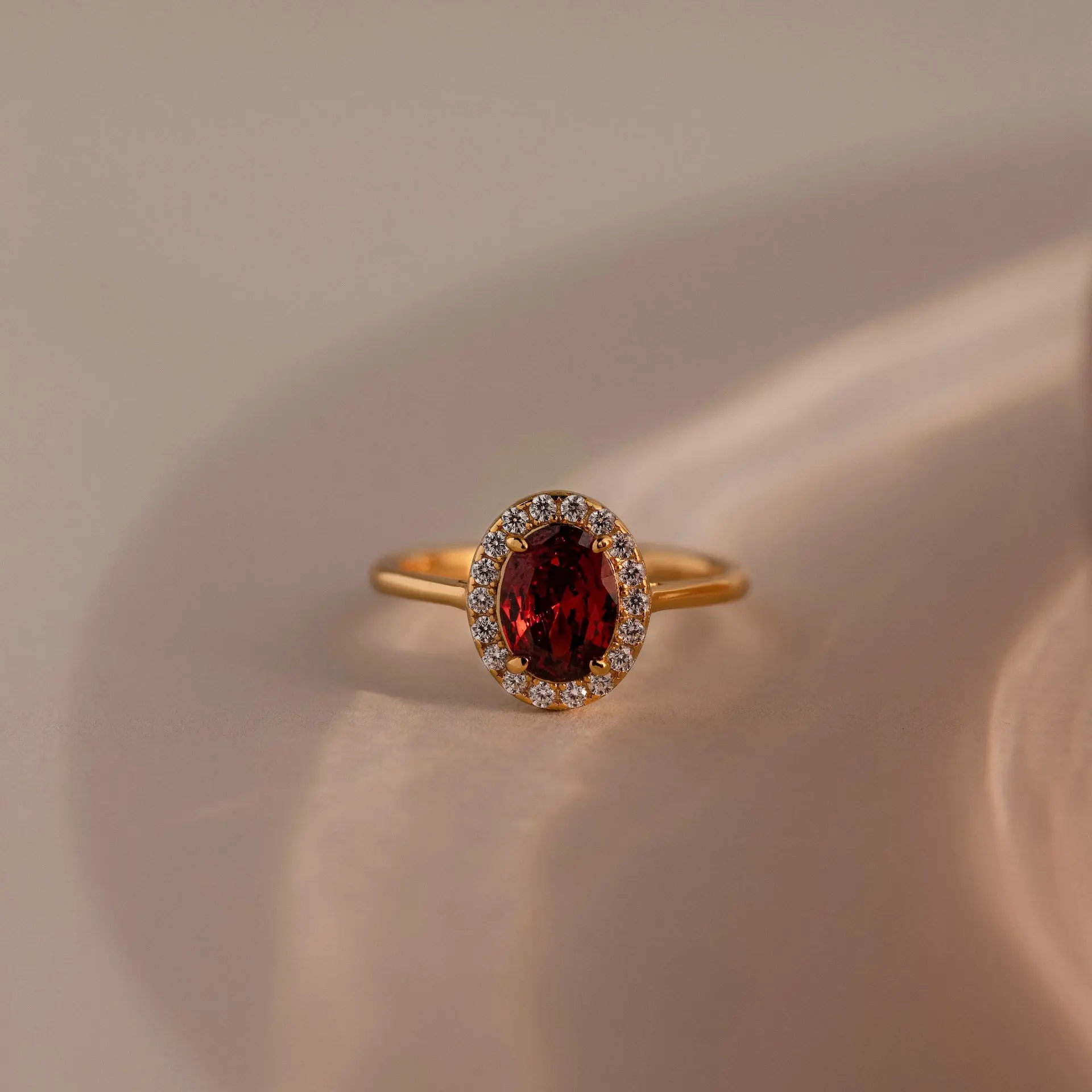 Pave Garnet Ring by Caitlyn Minimalist - Red Gemstone Cocktail Ring in Gold - Vintage Diamond Ring - Art Deco Jewelry - Gift for Her