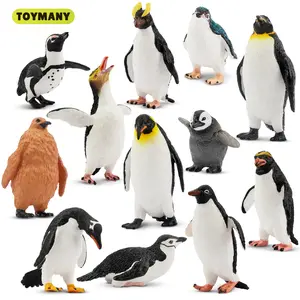 TOYMANY 12PCS Realistic PVC Penguin Figurines Toyset, Plastic Polar Antarctic Animal Figures with Penguin Cub, Easter Egg Cake Toppers for Kids Toddlers (Christmas Birthday Gift), Pvc Figure