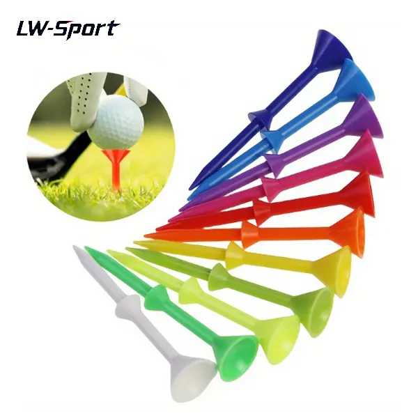 20Pcs/50Pcs Assorted Bright Colors Plastic Golf Tees, Unbreakable Durable Low Friction Cup Top Golf Tees, Easy to Find Standard Size Golf Tees for Golf Training Practice Outdoor Sports Golf Lovers