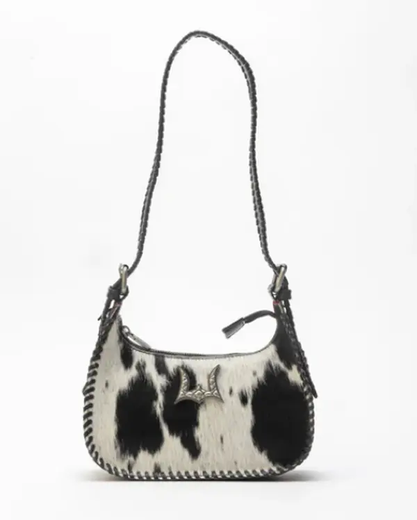 Dannia Medium Purse In Black & White Cowhide by Loyal West