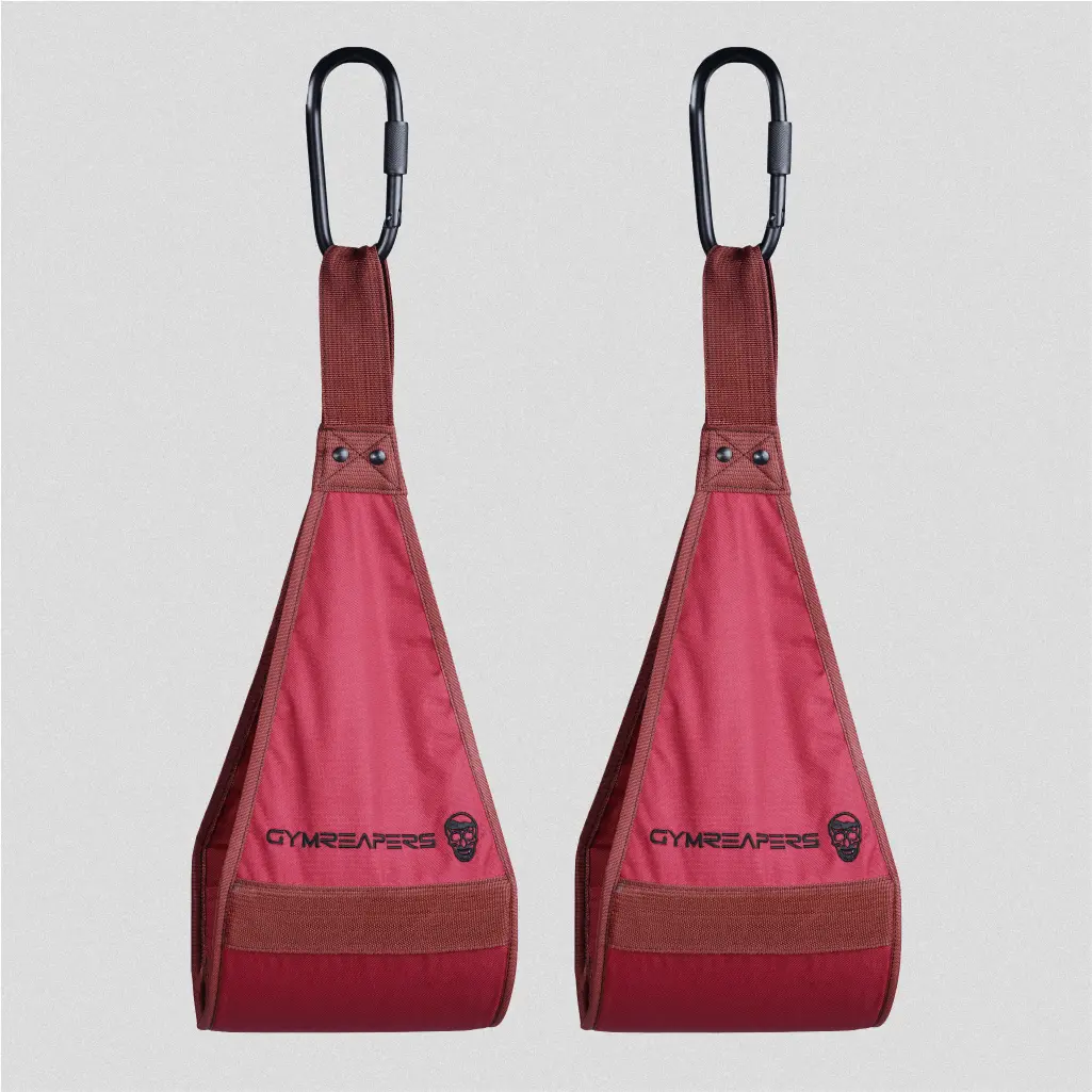 Gymreapers Red Ab Straps for Core Strength - Adjustable Arm Support for Men and Women - 400 lbs Capacity - 12-inch Padding Material