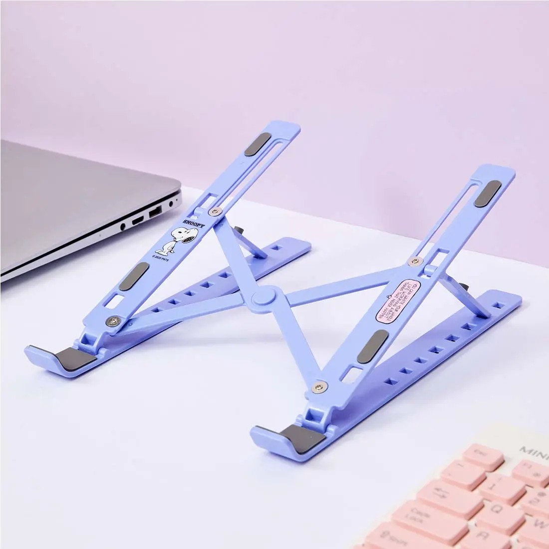 [Back to school]MINISO x Snoopy Colorful Vintage Foldable Laptop Stand | Portable Ergonomic Notebook Riser for Work, Study, Home Office & Travel, Back To School