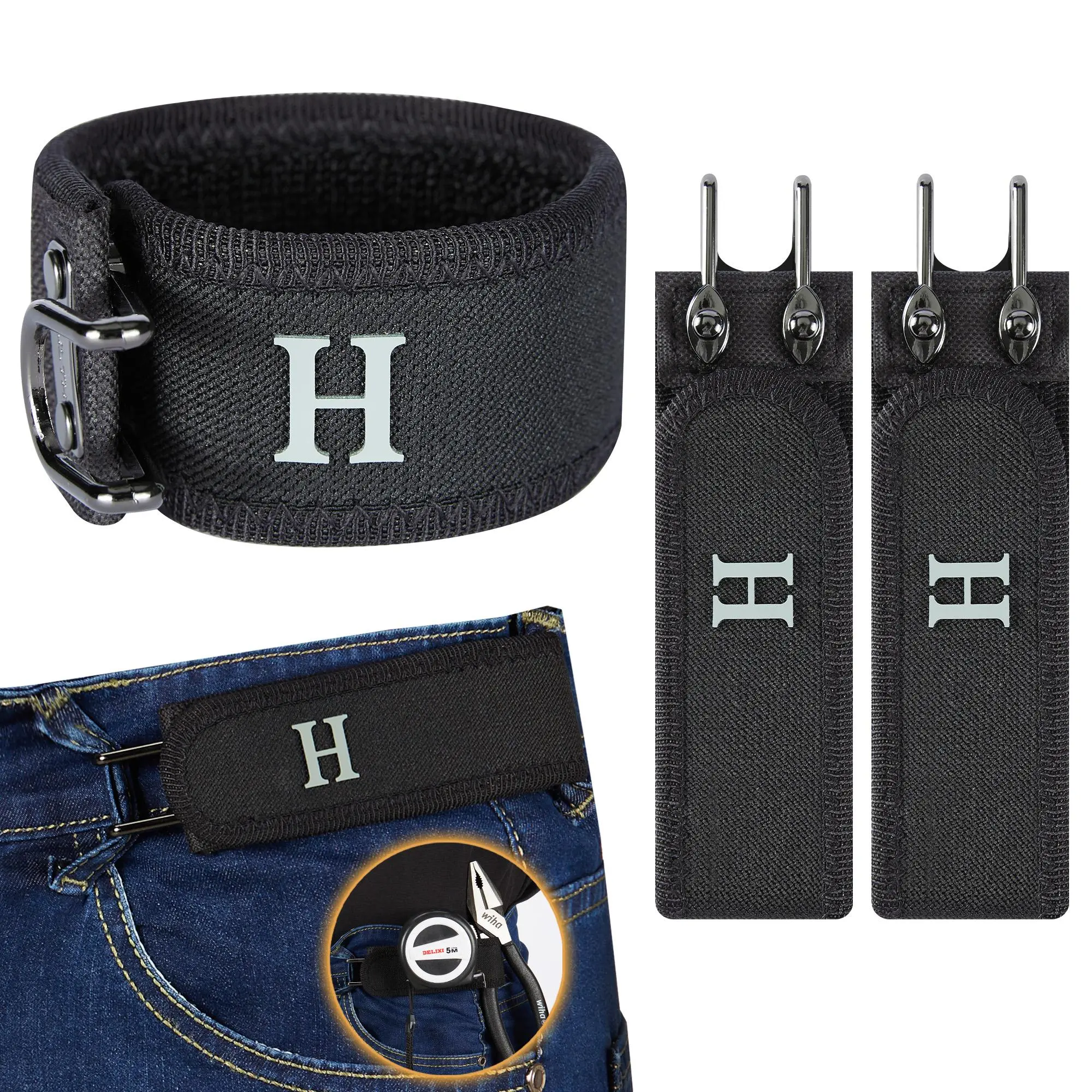 Adjustable Elastic Belt for Men & Women, Tactical No-Buckle Invisible Design with Low-Profile Metal Auto Hook for Jeans, Adjustable Belt Men's Belts, Auto Hook Men's Belts