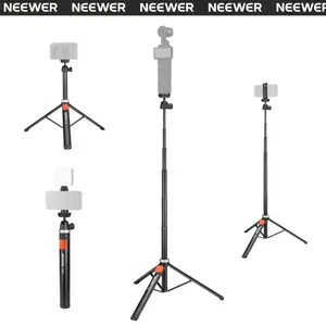 NEEWER TS05 Phone Tripod with Remote Bluetooth, 65.2" All Metal Tripod Stand Compatible with iPhone/Android/GoPro/Canon/Sony DSLR, Portable Selfie Stick Tripod for Travel, Vlog, Video Recording & Live Streaming