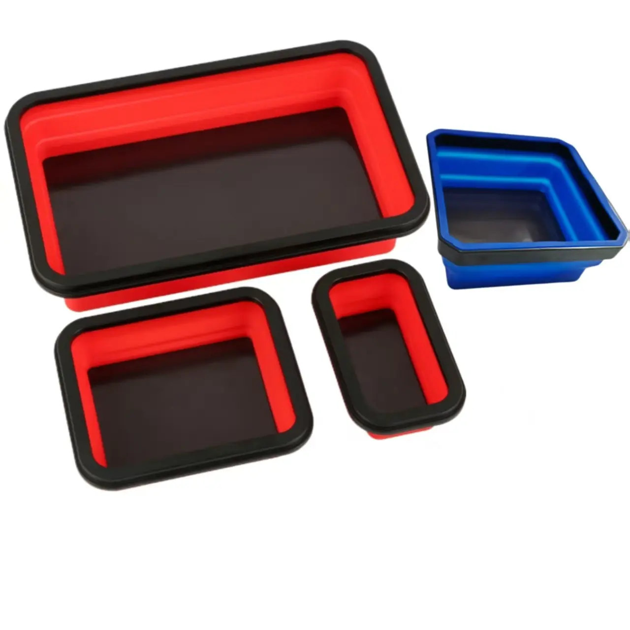 3-Piece Magnetic Storage Box Set, & Silicone Collapsible Trays, Durable Organizer for Screws Tools Small Parts, Tool Storage Organiser, Toolbox Organizer, Tool Storage Kit, Garage Tool Storage, Tool Storage Container