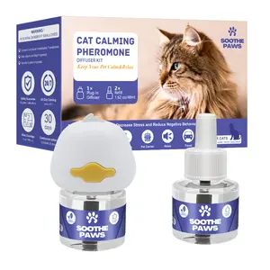 SoothePaws Cat Calming Pheromone Diffuser Kit — 1D+1R or 1D+2R (48 ml Refills) | Unscented & Drug-Free | Helps Reduce Scratching, Spraying, Hiding & Meowing | ~30 Days per Refill | Covers up to ~700 sq ft per Diffuser | 110–220V