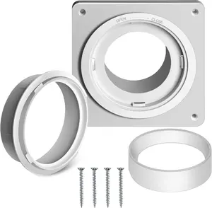1 Set Dryer Vent Kit for Wall Mount Flange+Gasket+4-Inch Hose Connector+Screws Suitable for Wall Exhausts Ceiling or Room Air Circulation,Home Improvement