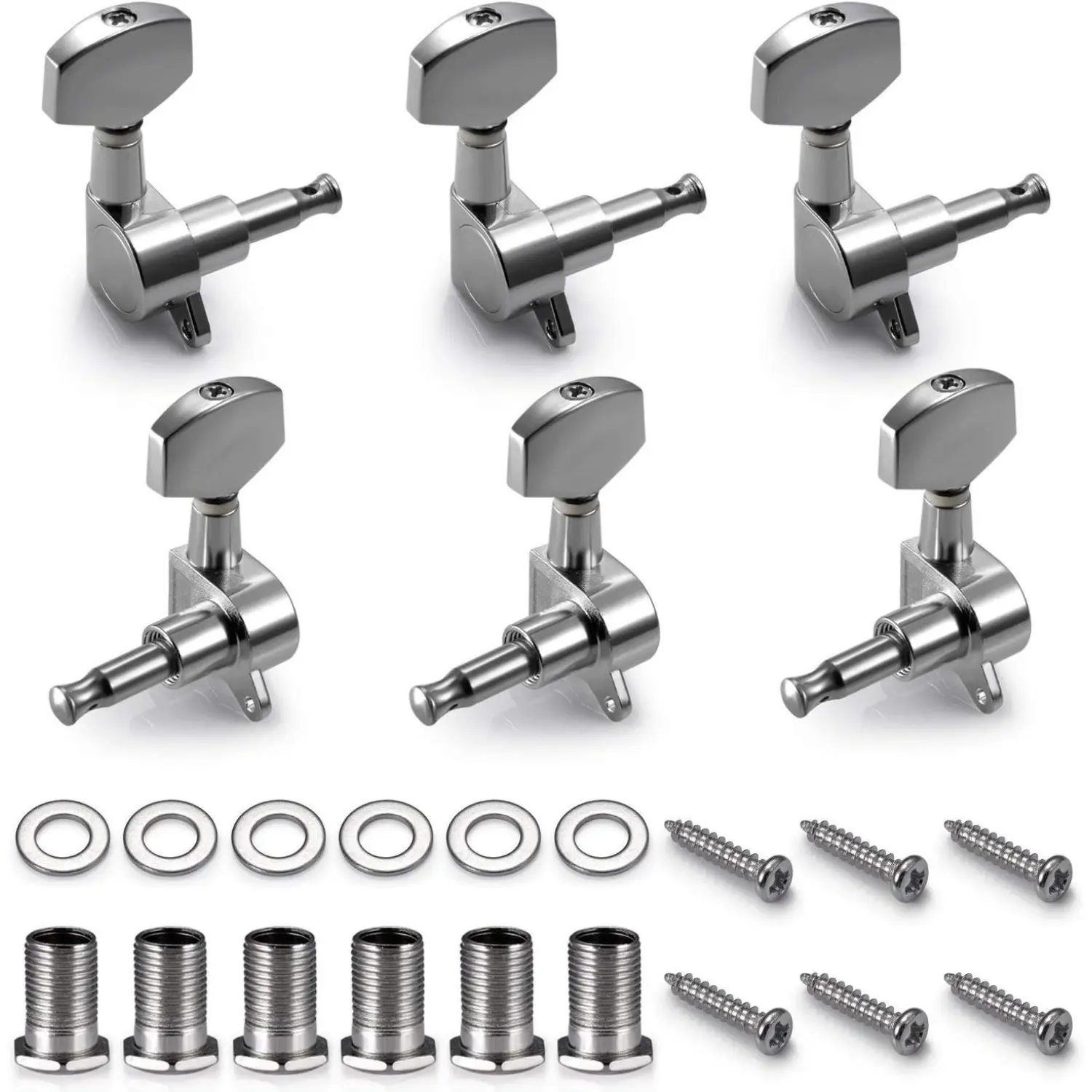 6 Pieces Guitar Machine Heads Knobs Guitar String Tuning Pegs Machine Head Tuners for Electric or Acoustic Guitar (3 Left + 3 Right)