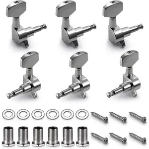 6 Pieces Guitar Machine Heads Knobs Guitar String Tuning Pegs Machine Head Tuners for Electric or Acoustic Guitar (3 Left + 3 Right)