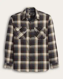 Pendleton Men's Burnside Flannel Shirt in Natural/Charcoal plaid
