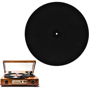 Turntable Mat Black Vinyl Slipmat for Vinyl Turntable Felt Slipmat for Slip Mats Anti Vibration Record Platter Accessories to Reduce Noise, Improve Sound Quality, Record Player Mat, 12 Inch