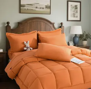 DOWNCOOL 7pcs Lightweight Comforter Set, Bed in a Bag with 1 Comforter, 1 Flat Sheet, 1 Fitted Sheet,2 Pillowcaese, 2 Pillowshams, Soft Bedding Sets for All Seasons