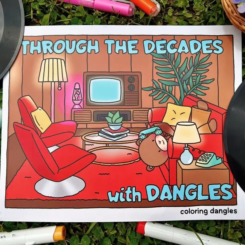Coloring Dangles: Through the Decades with Dangles Coloring Book