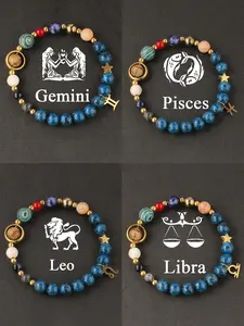 Zodiac Beaded Crystal Bracelet for Men & Women Gemini Pisces Leo Libra Designs Trendy Versatile Accessory Fashion Jewelry Gift Idea Perfect Birthday Present