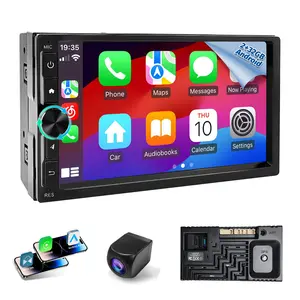 7" Double Din Car Stereo with Wireless Apple CarPlay & Android Auto HD Touchscreen 2+32GB GPS Backup Camera BT 4.1 FM/AM for All Vehicles