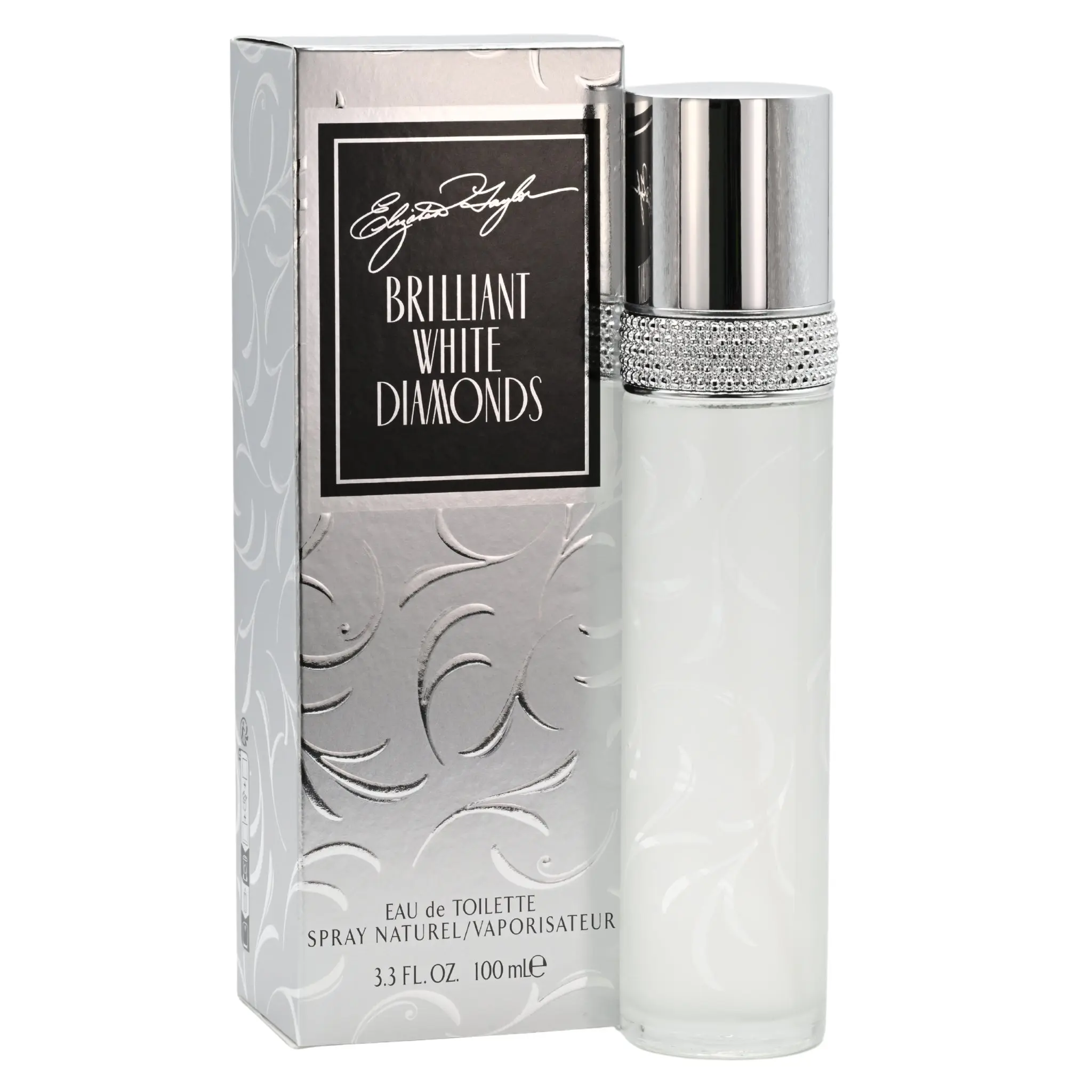 Elizabeth Taylor BRILLIANT White Diamonds Women's Eau de Toilette (3.3-3.4oz, 3-3.9 fl oz) - Elegant Floral, Ethereal Women's Fragrance with Honeysuckle, Bulgarian Rose, Vanilla, Musk Notes, Chic Bottle, Signature Scent, New in Box, Beauty Perfume