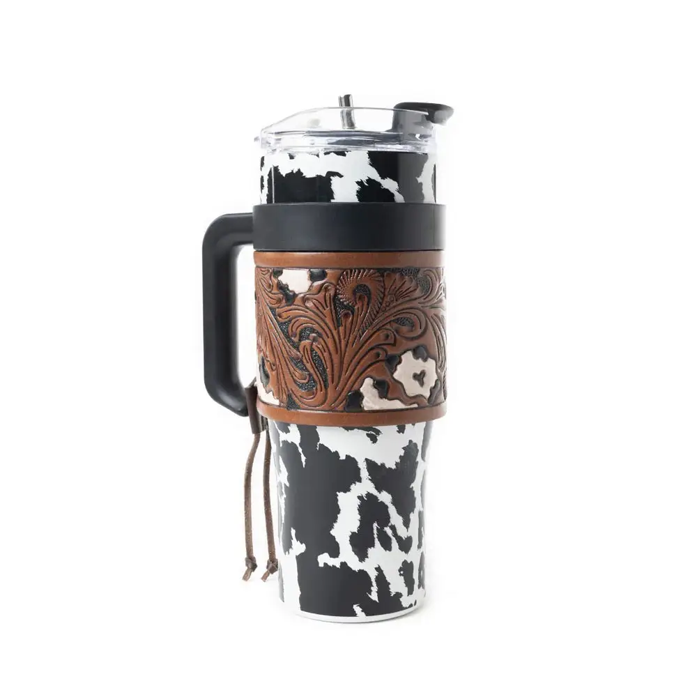 Wyoming Horizon Insulated Tumbler with Hand Tooled Sleeve