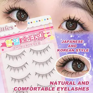 5 Pairs 3D Anime Eyelashes, Natural Look Manga Lashes, Reusable False Lash Strips With Natural Lash, Fake Eyelash Look Like Eyelash Extension Spikes Wispy Lashes, Korean