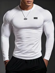 Men's Slim Fit Long Sleeve T-Shirt, High Stretch Quick Dry Gym Base Layer, Casual Commuter Top, All Seasons Wear