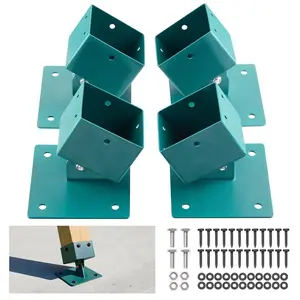 VEVOR Swing Set Brackets, 4 Pack Heavy Duty Swing Set Leveling Hardware, Fits 4 x 4 in Post (Actual 3.6 x 3.6 in), 45°-60° Angle Range, Stainless Steel Anchor Level Kit on Uneven Grass Wooden Ground