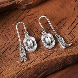 Western cowboy geometric earrings hat boots pendant earrings ladies daily wear gift