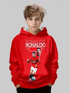 Cr7 Retro Football Hoodie for Boys, Manchester United C Ronaldo #7, Casual Fitted Sweatshirt, All over Print, Fall & Winter