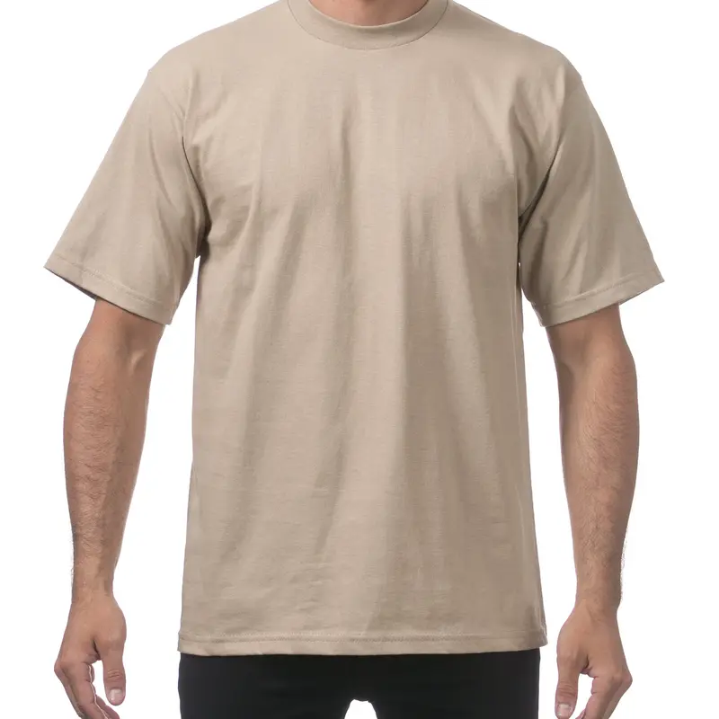 Pro Club Men's Original Heavyweight Cotton Knit Short-Sleeve Crew Neck Basic T-Shirt - Fitted, Non-Stretch, Durable Plain Ribbed Fabric, Flat-Fit Clean Look, Cold-Wash Compatible, Oversized Plus-Size Streetwear Top (Do Not Dry Clean)