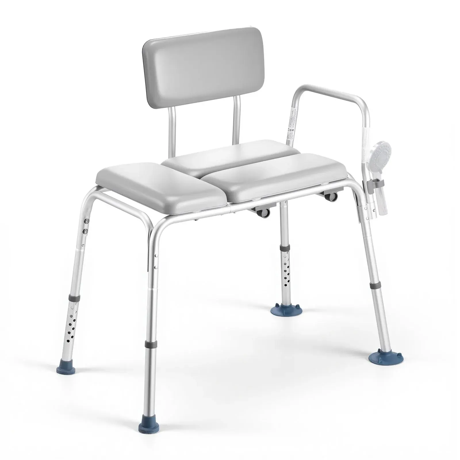 Heavy-Duty Tub Transfer Bench for Bathtub, 500 lbs Weight Capacity Bathroom Stool with Armrest & Backrest, Height-Adjustable Shower Seat for Seniors & Disabled