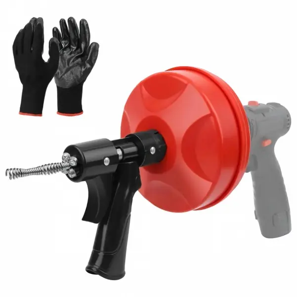 25 FT Sewer Snake Drain Auger Kit, Dual-Mode Drain Cleaning Pipe Unclog Tool with Multi-Accessory Set and Gloves, for Household DIY Plumbing (Kitchen Sink, Bathroom Shower)