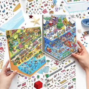 2 Packs Pet+ Card DIY Scene Stickers, Customizable Stickers, 2.5D Decoration for Handmade Journals, Relaxing Entertainment Supplies