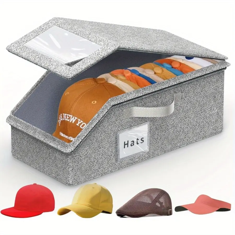 Baseball Cap Storage Boxes Stackable Holds 12 Hats Durable Cardboard for Men Classic Style Wardrobe Organizer