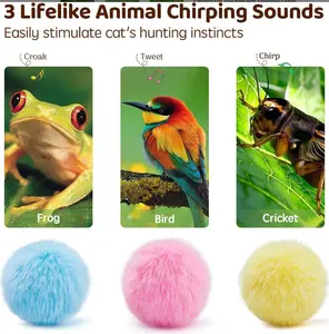 Chirping Cat Toys Balls Silver Vine Cat nip, 2PCS Fluffy Interactive Cat Kicker