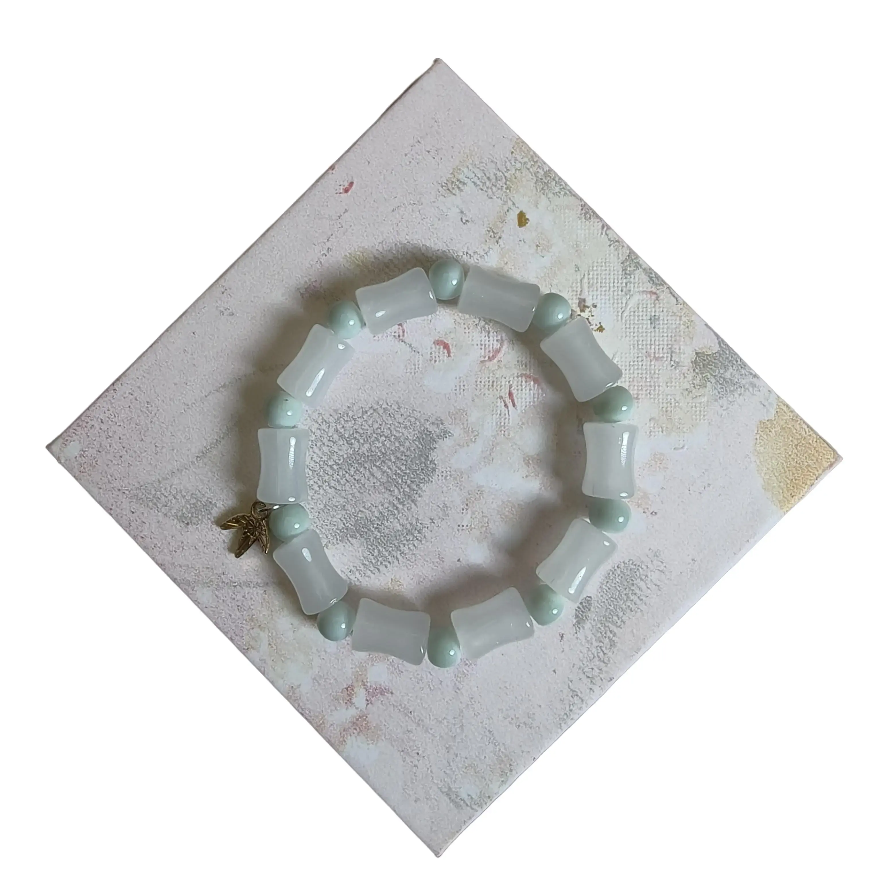 Ceramic Bead Snow Calm Bracelet, Collectible Cultural Pottery Item