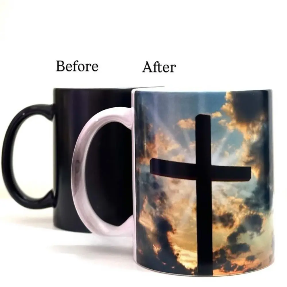 Faith Bible Verse Color Changing Mug 11oz 15oz, Philippians 4:13 Ceramic Cup, Inspirational Gift with Before & After Heat Reveal Handmade Classic