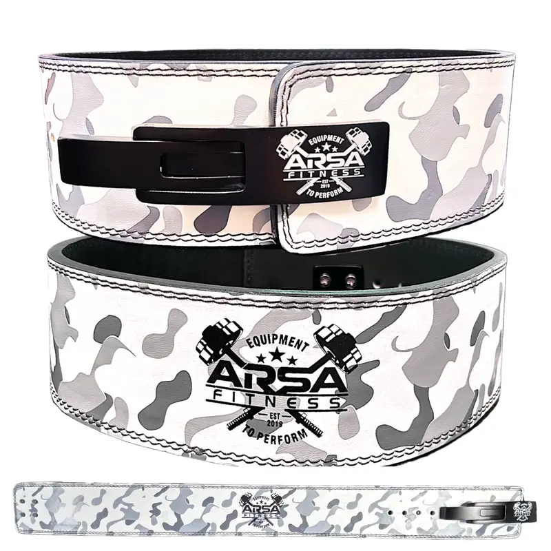 Arsa Fitness 10MM Weightlifting Lever Belt White Camo Design
