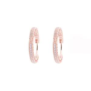 Pandora Hoop Earrings In Pandora Rose With Clear Cubic Zirconia And Cut-out Heart Details 286318CZ