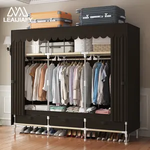 LEAIJIAFY Portable Simple Indoor Wardrobe - Sturdy, Durable, Large Capacity with Hanging Areas, Shelving Areas and Drawers for Rental Rooms, Bedrooms