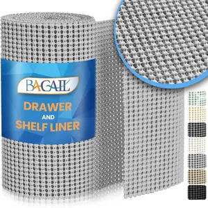 BAGAIL Drawer and Shelf Liner, 12 in X 10 Ft Non-Adhesive Shelf Liners for Kitchen Cabinets, Thick Strong Grip Liners for Desk, Shelves, Bathroom Drawers, Cabinet Protection - Lightgrey Diyouth