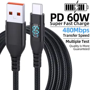 1pc/2pcs USB Type C Cable Type C for iPhone 15 Charger Super Fast Charging Nylon Braided Cord for iPhone 15 Plus Pro Max for Samsung Galaxy S21 S20 S10 S9 S8 Plus, for Note 20 10 9 8 7,A71 A51 A32, for LG, for Moto, for PS5