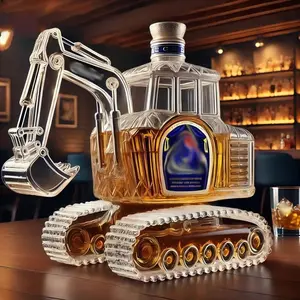 3D Sculpted Excavator Glass Decanter, Unique Whiskey Bottle, Perfect Gift for Whiskey Lovers, Collectors, and Construction Enthusiasts