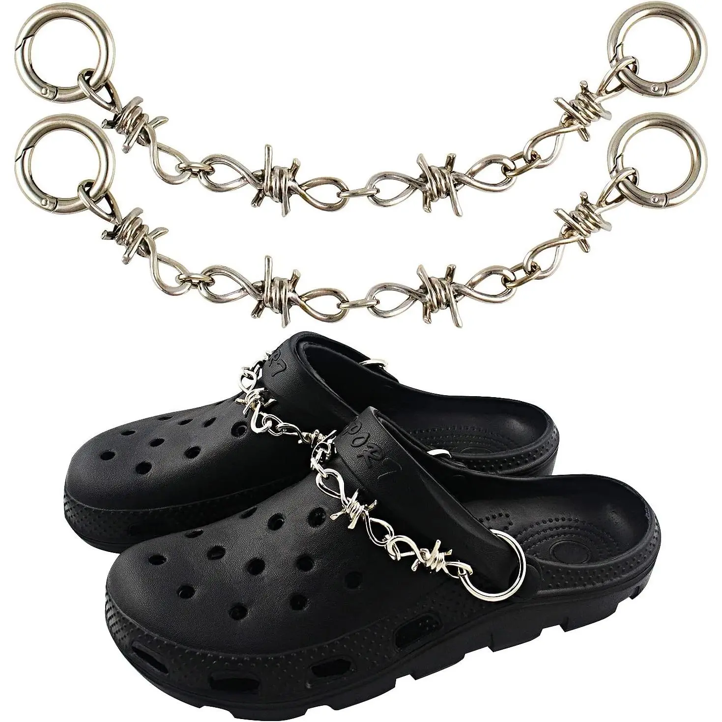 Jiangyan Shoes Metal Chain Spikes Charms, Cool Punk Rivets Charms for Sandals Clog Accessories Shoe Decorations for Unisex Women Men Bag Charms and Chains