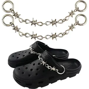 Mimilove Shoes Metal Chain Spikes Charms, Cool Punk Rivets Charms for Sandals Clog Accessories Shoe Decorations for Unisex Women Men